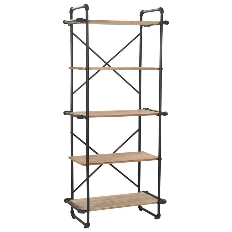 vidaXL Bookcase Solid Firwood and Steel 80x42x180 cm