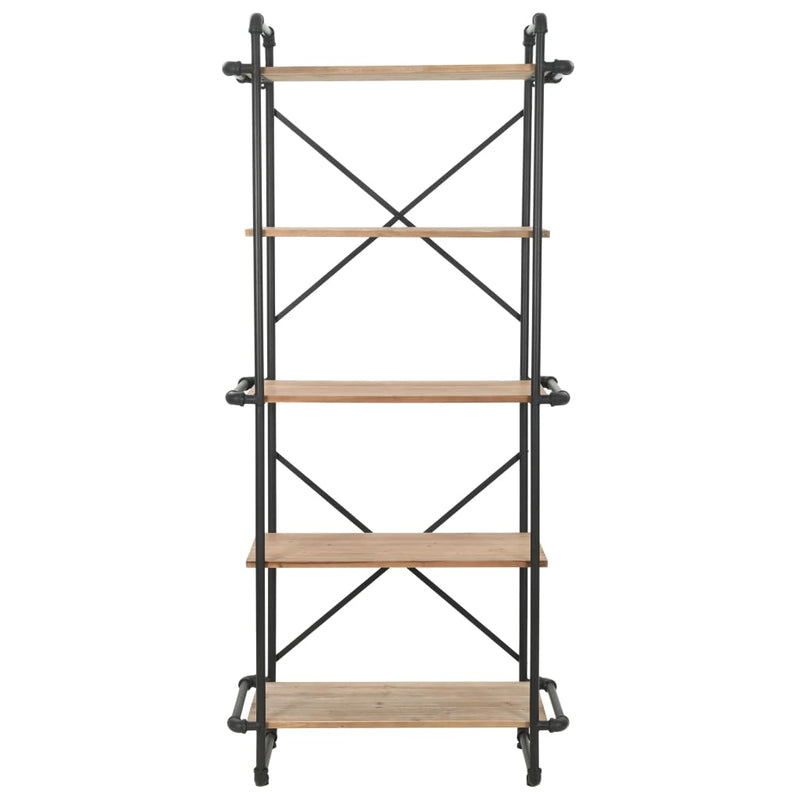 vidaXL Bookcase Solid Firwood and Steel 80x42x180 cm