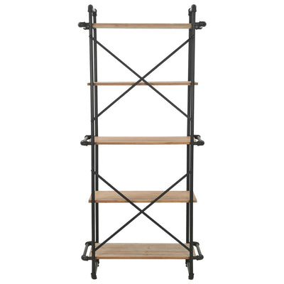 vidaXL Bookcase Solid Firwood and Steel 80x42x180 cm
