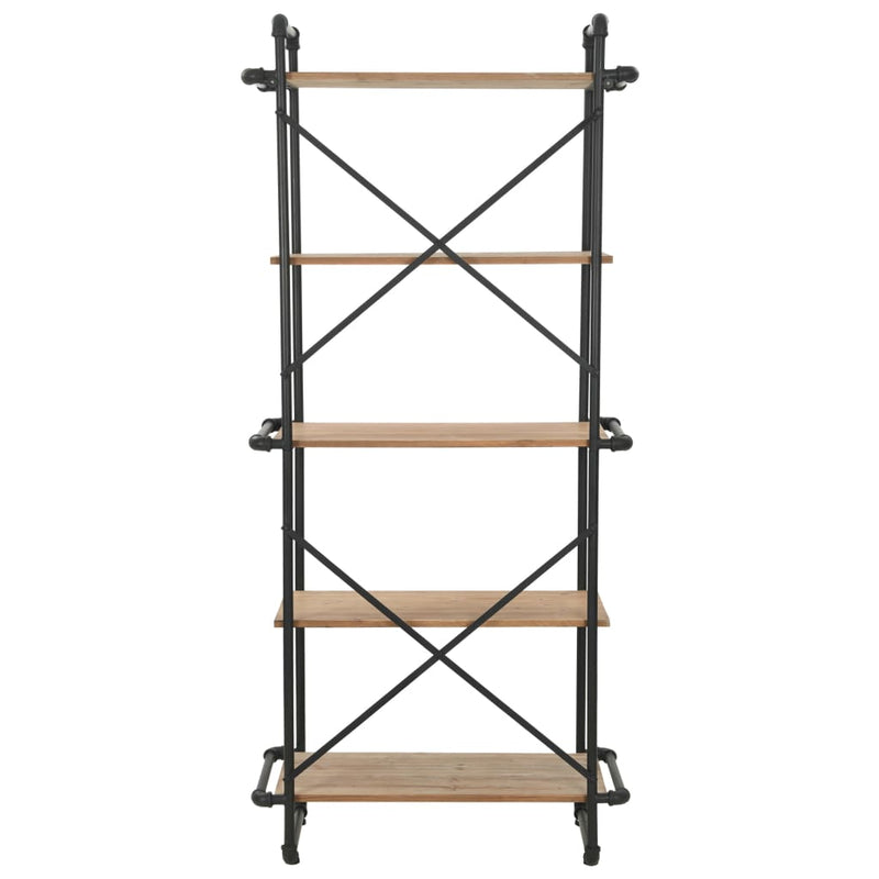 vidaXL Bookcase Solid Firwood and Steel 80x42x180 cm
