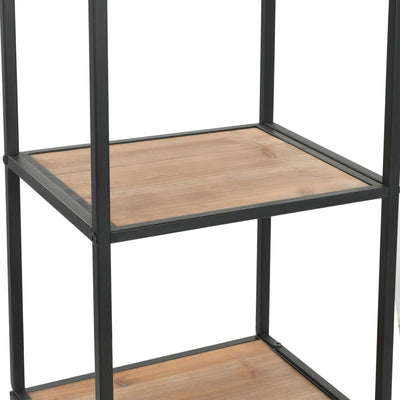 vidaXL Bookcase Solid Firwood and Steel 90.5x35x180 cm