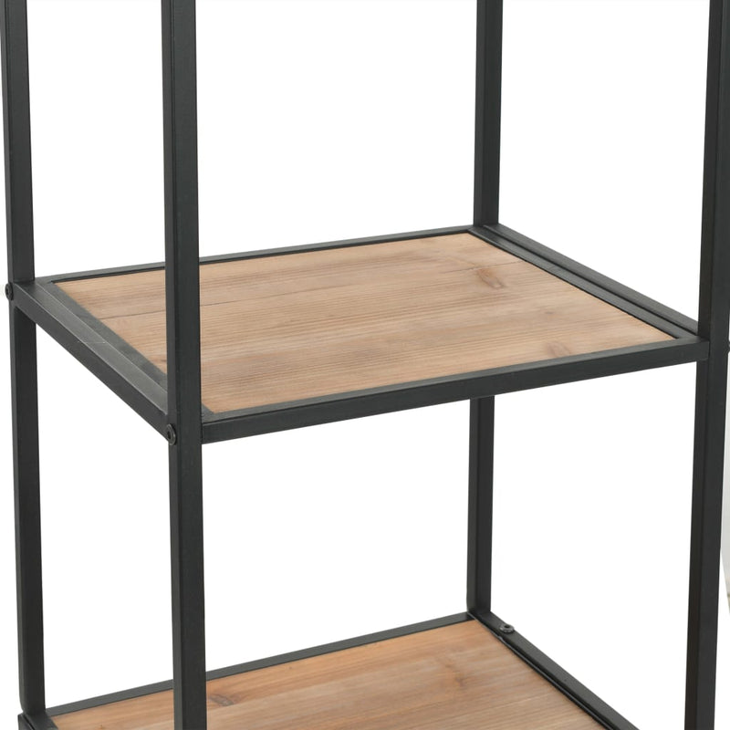 vidaXL Bookcase Solid Firwood and Steel 90.5x35x180 cm