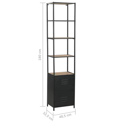 vidaXL Bookcase Solid Firwood and Steel 90.5x35x180 cm