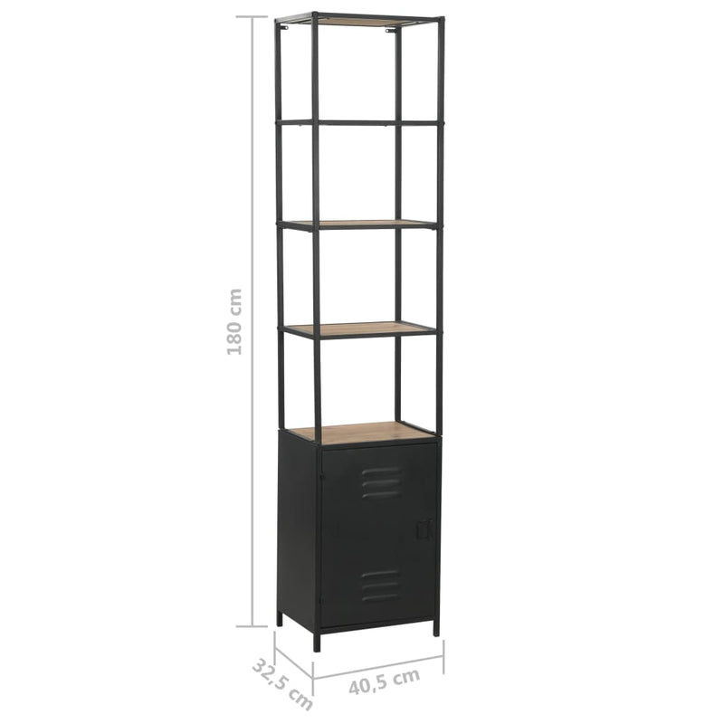 vidaXL Bookcase Solid Firwood and Steel 90.5x35x180 cm