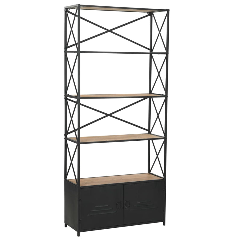 vidaXL Bookcase Solid Firwood and Steel 80x32.5x180 cm