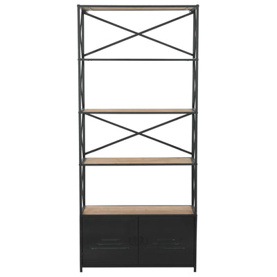 vidaXL Bookcase Solid Firwood and Steel 80x32.5x180 cm