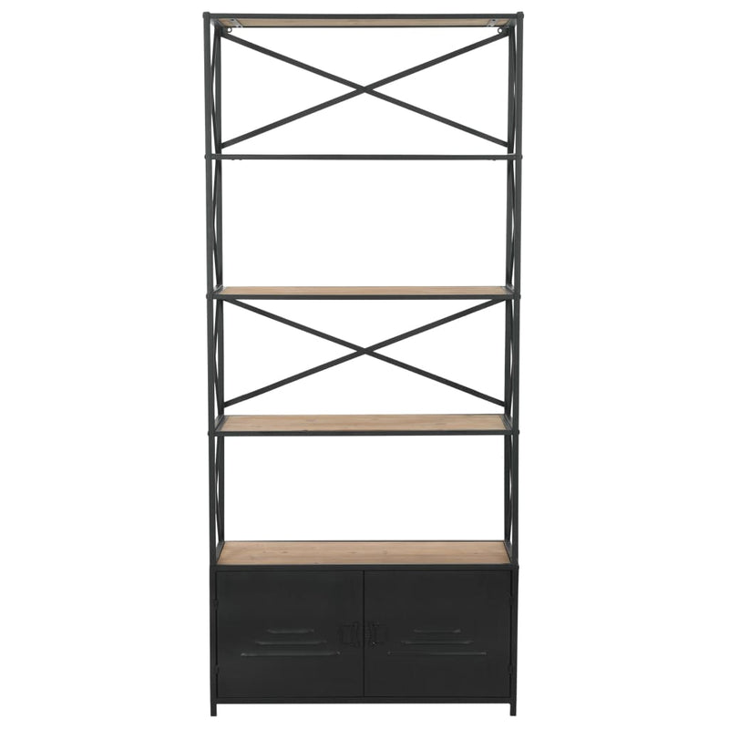vidaXL Bookcase Solid Firwood and Steel 80x32.5x180 cm