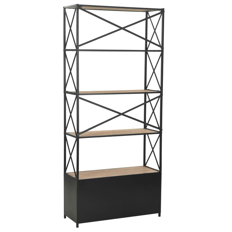 vidaXL Bookcase Solid Firwood and Steel 80x32.5x180 cm