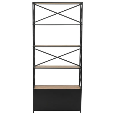 vidaXL Bookcase Solid Firwood and Steel 80x32.5x180 cm