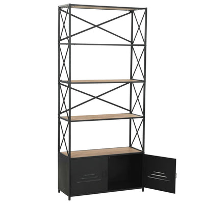 vidaXL Bookcase Solid Firwood and Steel 80x32.5x180 cm
