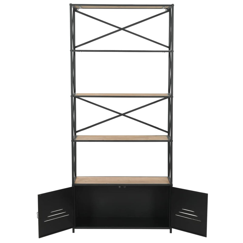 vidaXL Bookcase Solid Firwood and Steel 80x32.5x180 cm