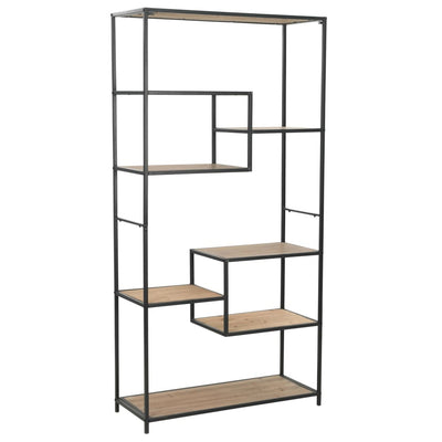 vidaXL Bookcase Solid Firwood and Steel 90.5x35x180 cm
