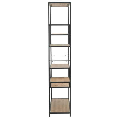 vidaXL Bookcase Solid Firwood and Steel 90.5x35x180 cm