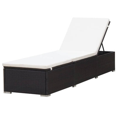 vidaXL Sun Lounger with Cushion Poly Rattan Black