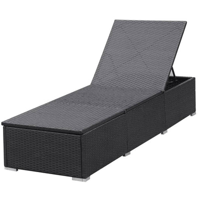 vidaXL Sun Lounger with Cushion Poly Rattan Black