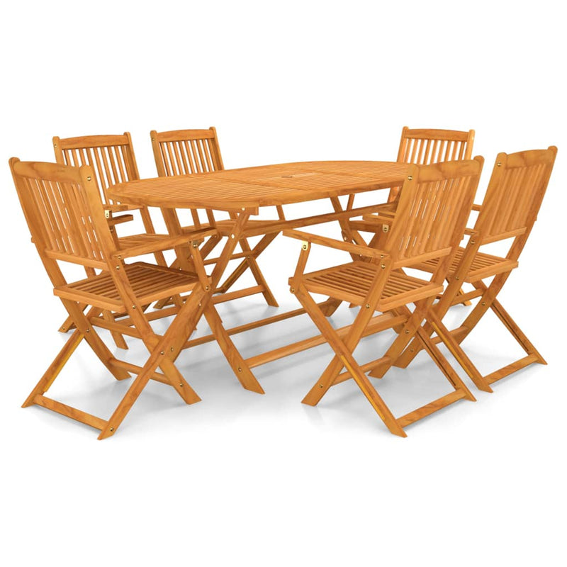 vidaXL 7 Piece Folding Outdoor Dining Set Solid Acacia Wood