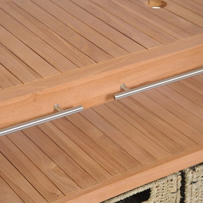 vidaXL Bathroom Vanity Cabinet with 4 Baskets Solid Teak 132x45x75 cm