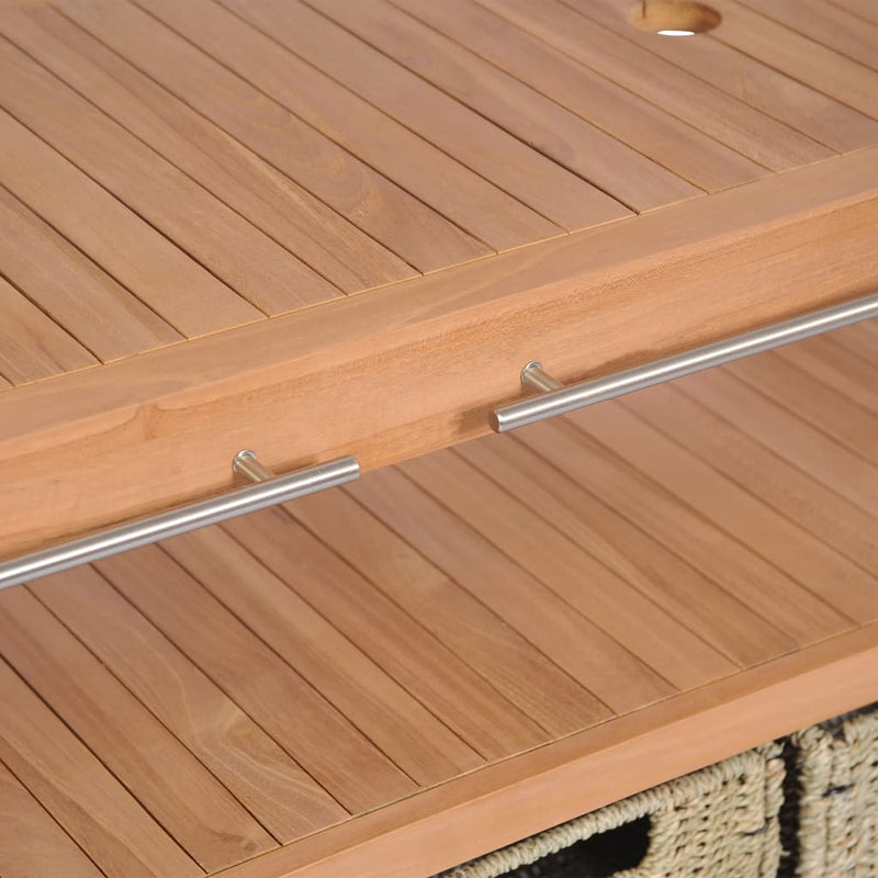 vidaXL Bathroom Vanity Cabinet with 4 Baskets Solid Teak 132x45x75 cm