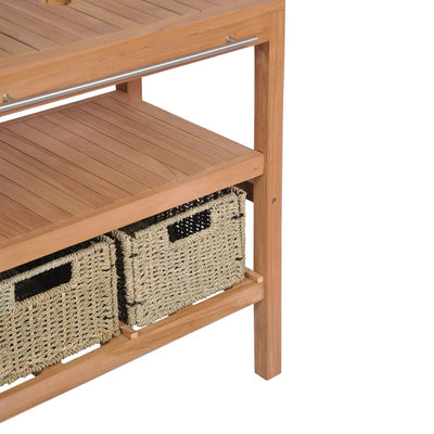 vidaXL Bathroom Vanity Cabinet with 4 Baskets Solid Teak 132x45x75 cm