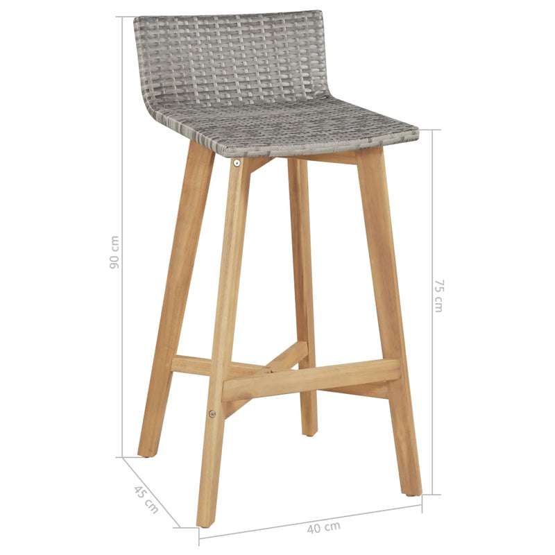 vidaXL Bar Chairs 2 pcs Solid Acacia Wood