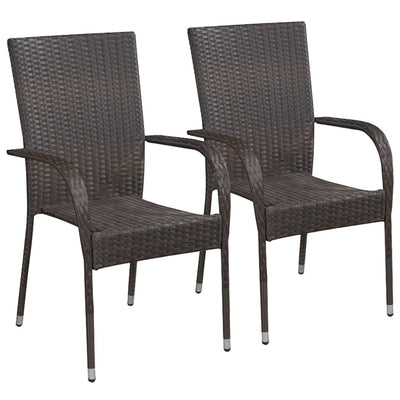 vidaXL Stackable Outdoor Chairs 2 pcs Poly Rattan Black