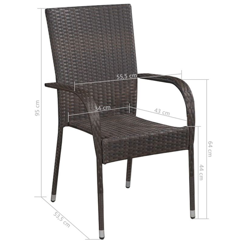 vidaXL Stackable Outdoor Chairs 2 pcs Poly Rattan Black