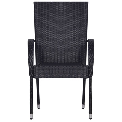 vidaXL Stackable Outdoor Chairs 2 pcs Poly Rattan Black
