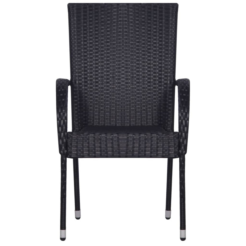 vidaXL Stackable Outdoor Chairs 2 pcs Poly Rattan Black