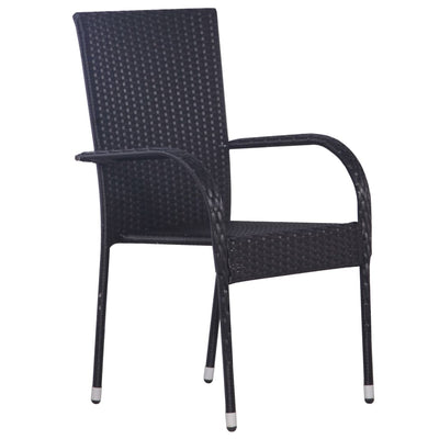 vidaXL Stackable Outdoor Chairs 2 pcs Poly Rattan Black