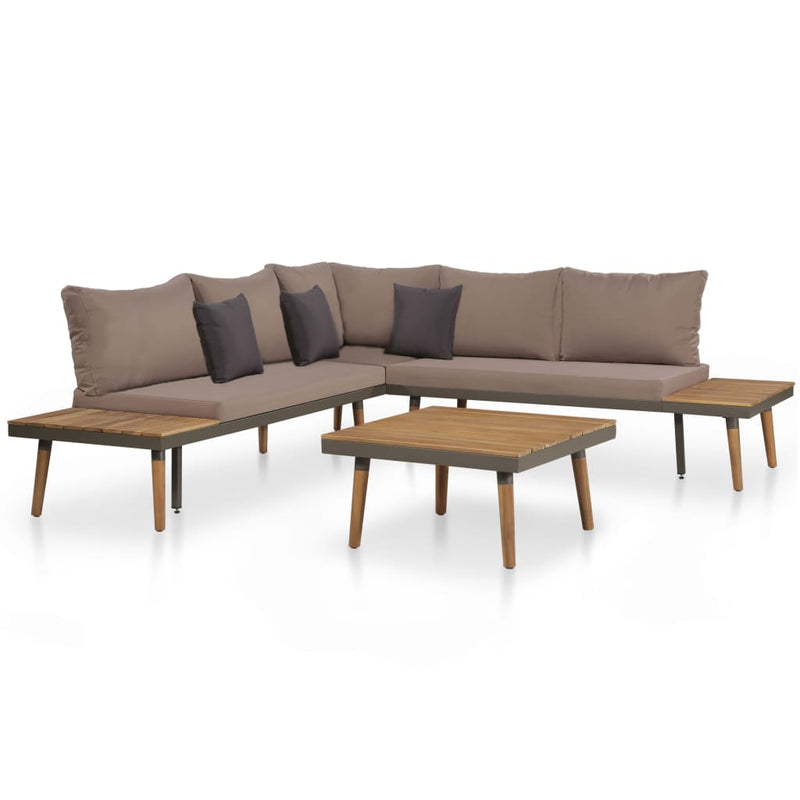 vidaXL 4 Piece Garden Lounge Set with Cushions Solid Acacia Wood Brown