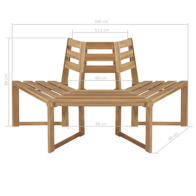 vidaXL Tree Bench Half-hexagonal 160 cm Solid Acacia Wood