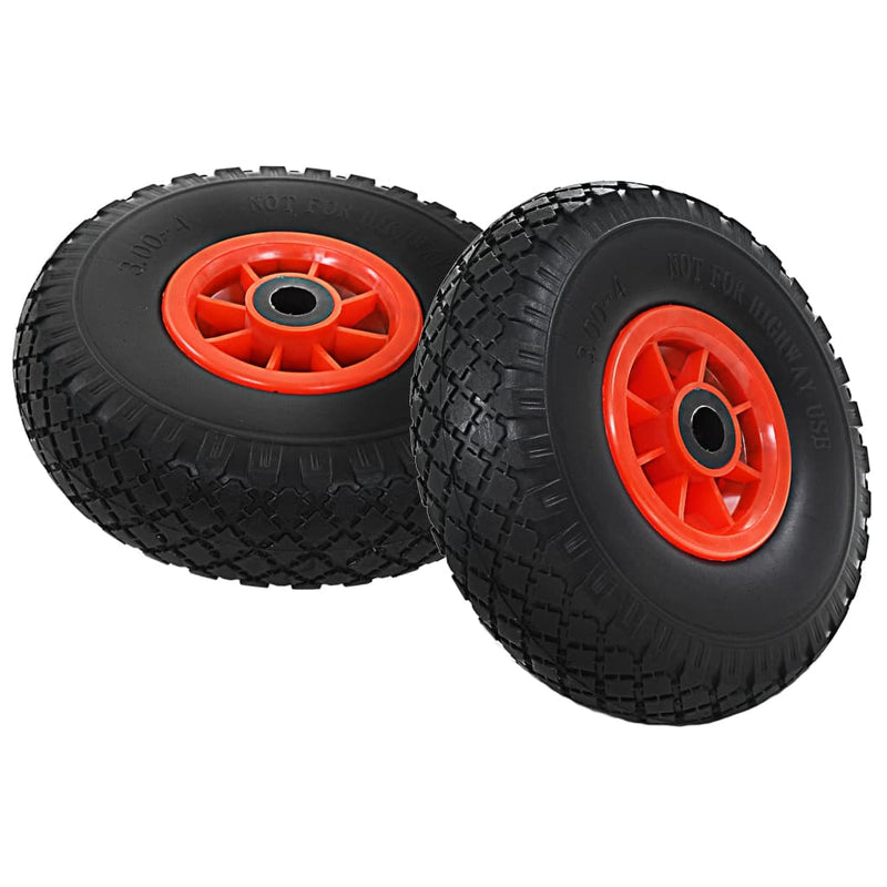 vidaXL Sack Truck Wheels 2 pcs Solid PU 3.00-4