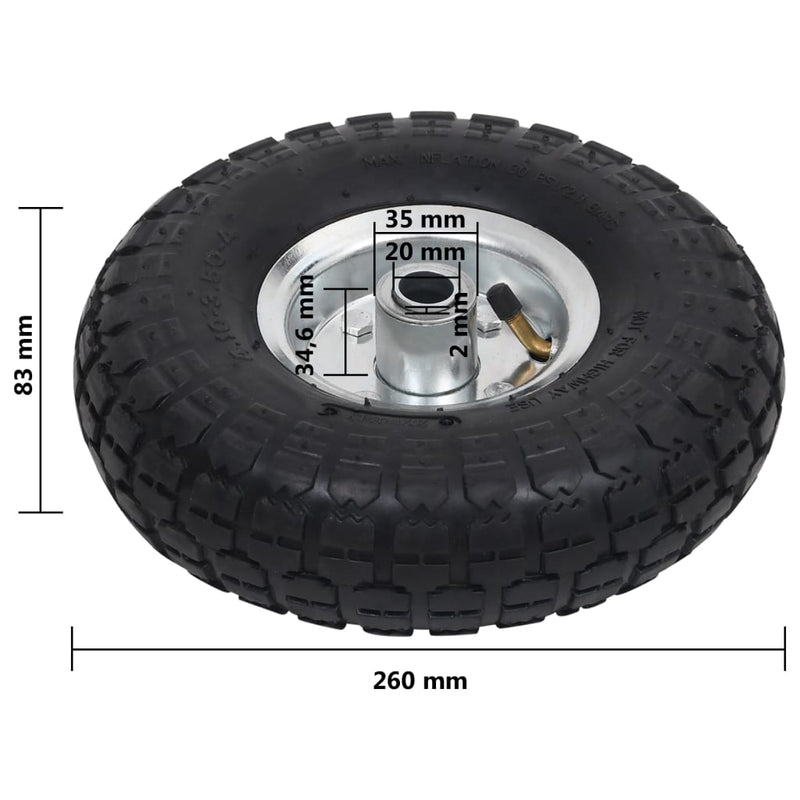 vidaXL Sack Truck Wheels 2 pcs Rubber 4.10/3.50-4