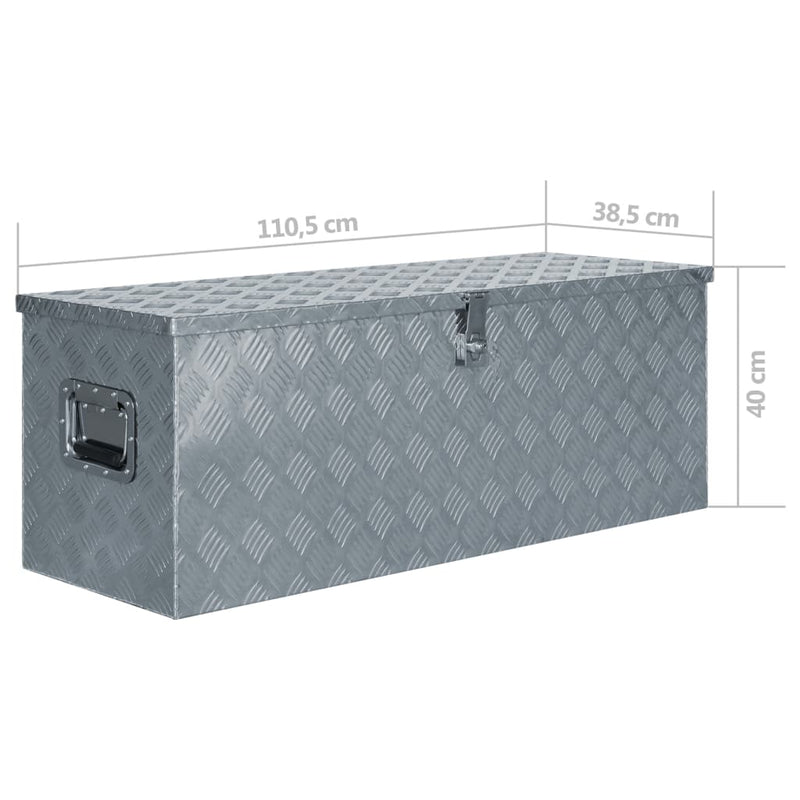 vidaXL Aluminium Box 90.5x35x40 cm Silver