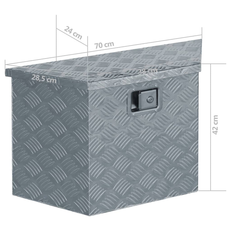 vidaXL Aluminium Box 90.5x35x40 cm Silver