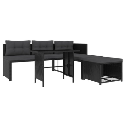 vidaXL 4 Piece Garden Lounge Set Poly Rattan Black