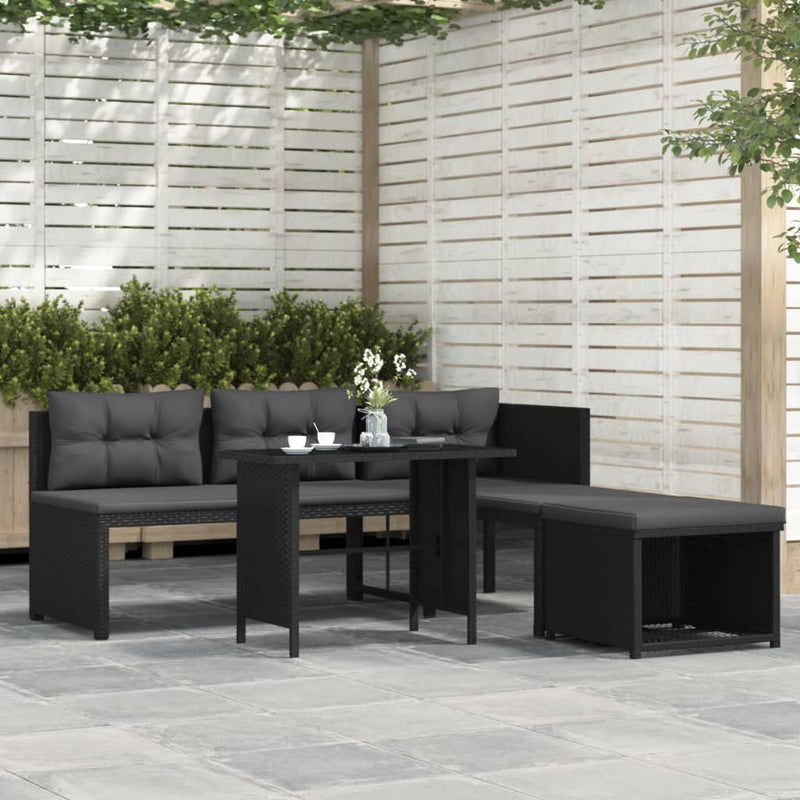 vidaXL 4 Piece Garden Lounge Set Poly Rattan Black