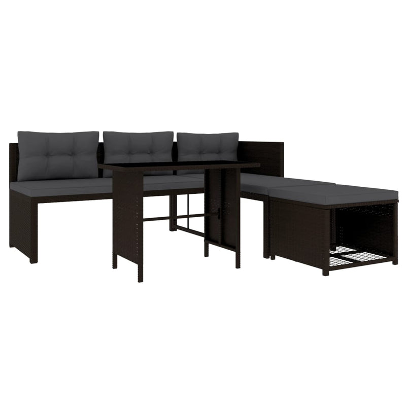 vidaXL 4 Piece Garden Lounge Set Poly Rattan Black