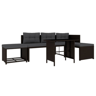 vidaXL 4 Piece Garden Lounge Set Poly Rattan Black