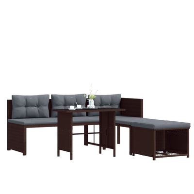 vidaXL 4 Piece Garden Lounge Set Poly Rattan Black