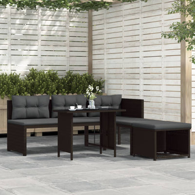vidaXL 4 Piece Garden Lounge Set Poly Rattan Black