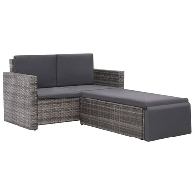 vidaXL 2 Piece Garden Lounge Set with Cushions Poly Rattan Grey