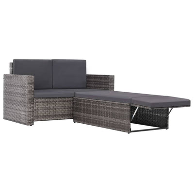 vidaXL 2 Piece Garden Lounge Set with Cushions Poly Rattan Grey