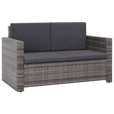 vidaXL 2 Piece Garden Lounge Set with Cushions Poly Rattan Grey