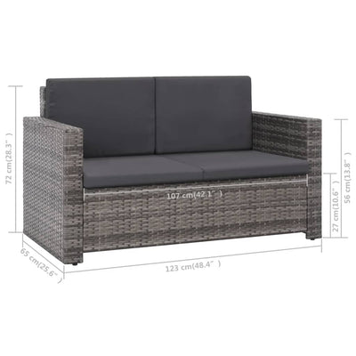 vidaXL 2 Piece Garden Lounge Set with Cushions Poly Rattan Grey