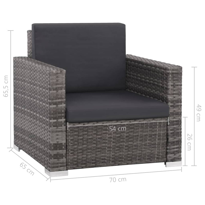 vidaXL 12 Piece Garden Lounge Set with Cushions Poly Rattan Grey