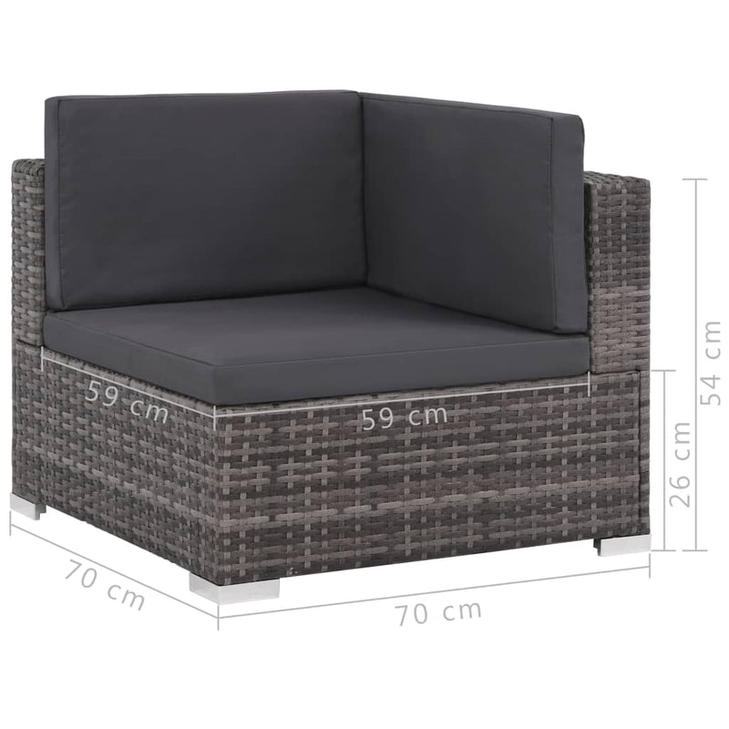 vidaXL 12 Piece Garden Lounge Set with Cushions Poly Rattan Grey