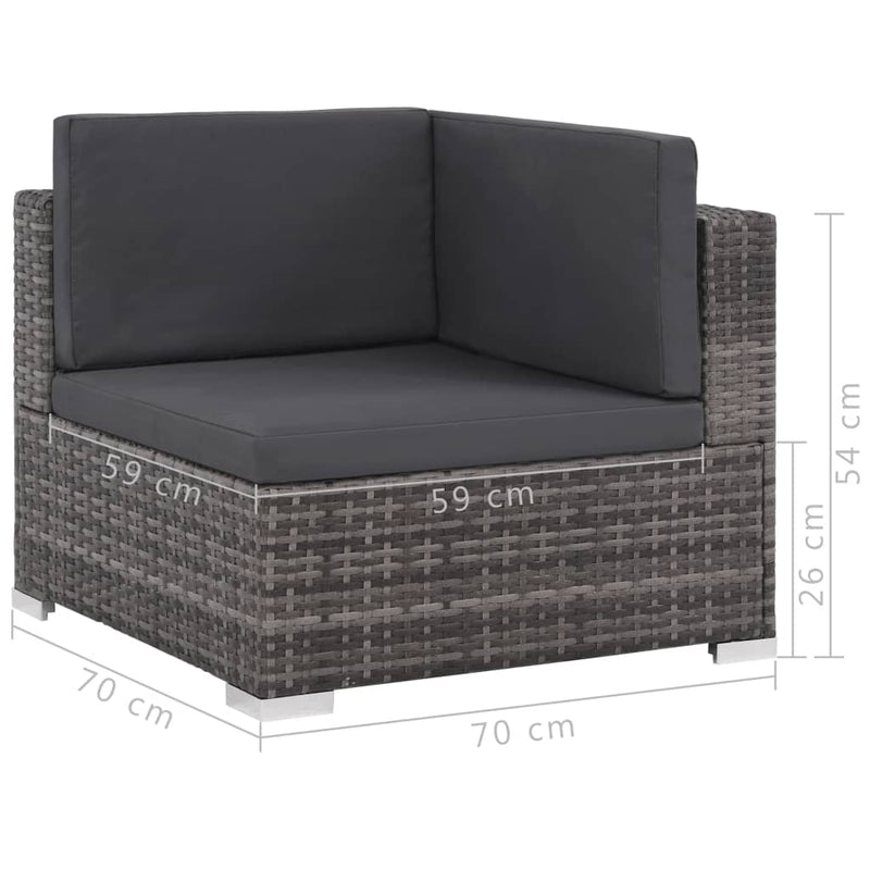 vidaXL 6 Piece Garden Lounge Set with Cushions Poly Rattan Grey
