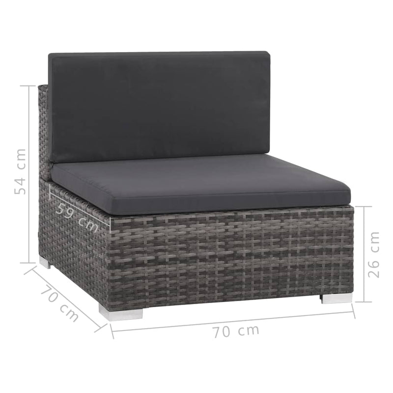 vidaXL 6 Piece Garden Lounge Set with Cushions Poly Rattan Grey