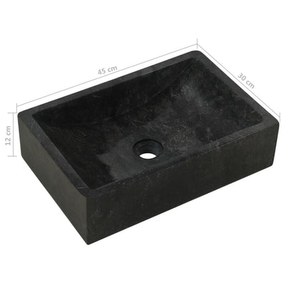 vidaXL Sink 45x30x12 cm Marble High Gloss Black